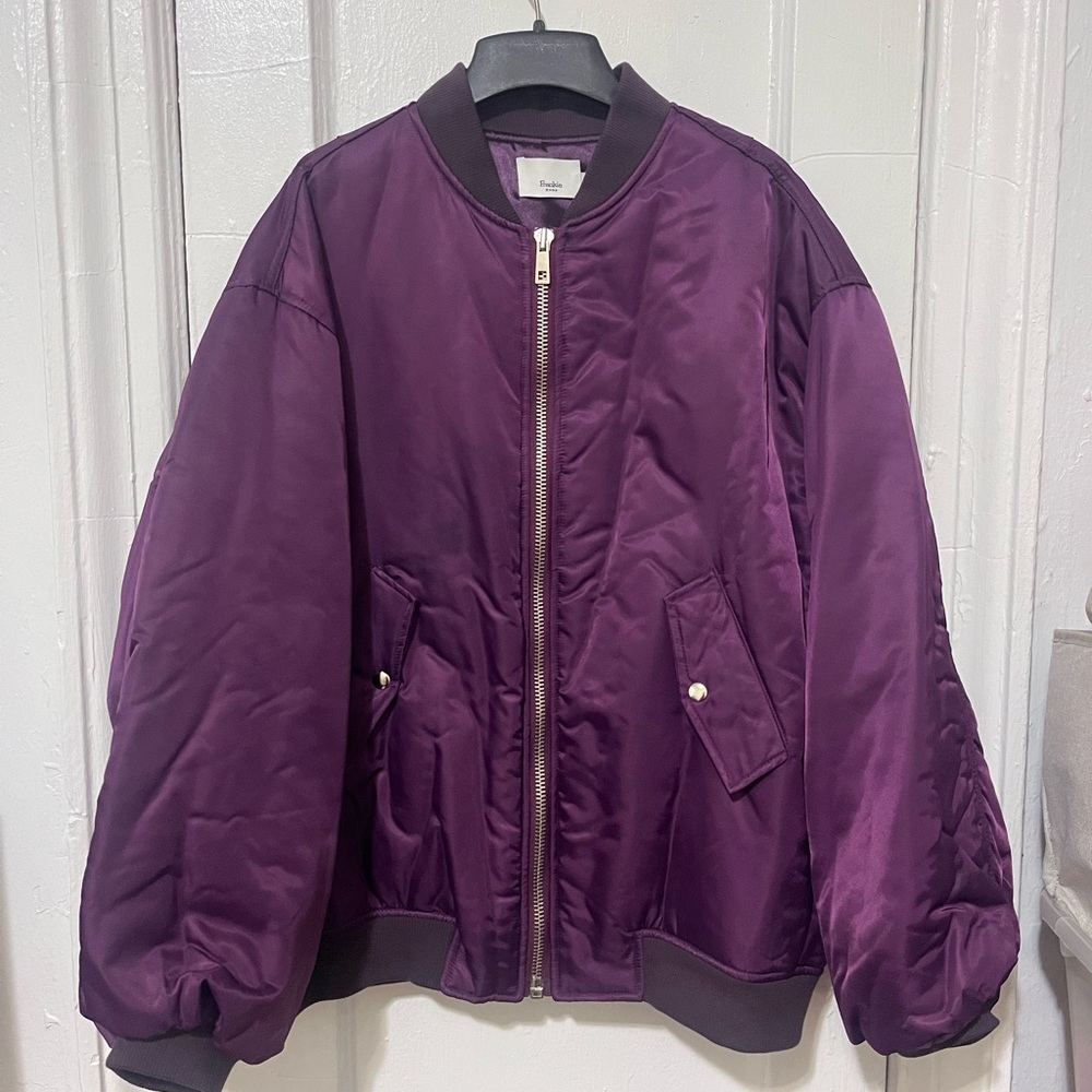 FRANKIE SHOP OVERSIZED PURPLE BOMBER JACKET
